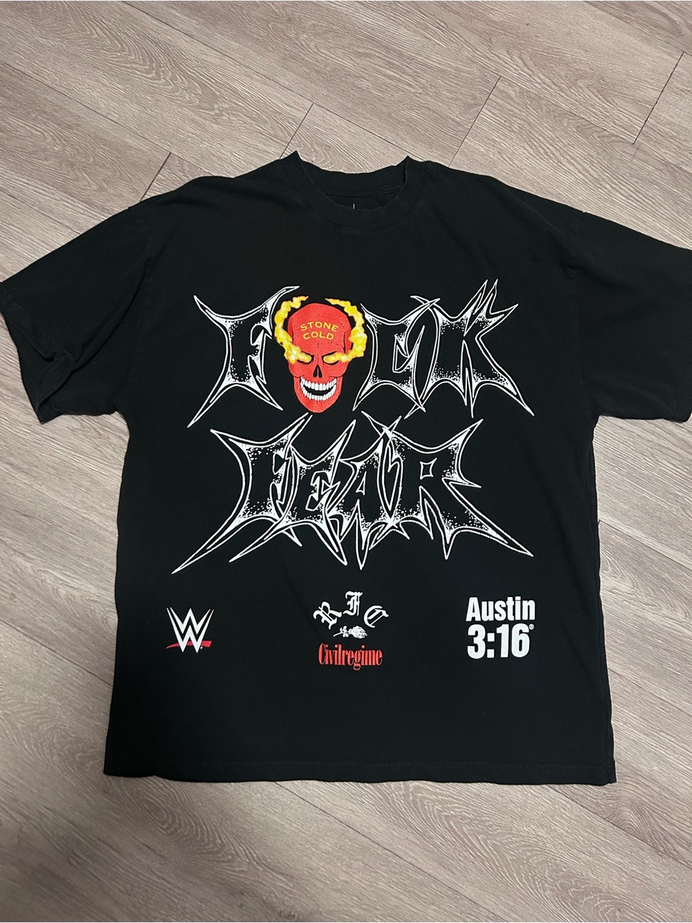 Darc Sport Black 'F*ck Fear' Skull Graphic Tee with Red & Yellow Accent
